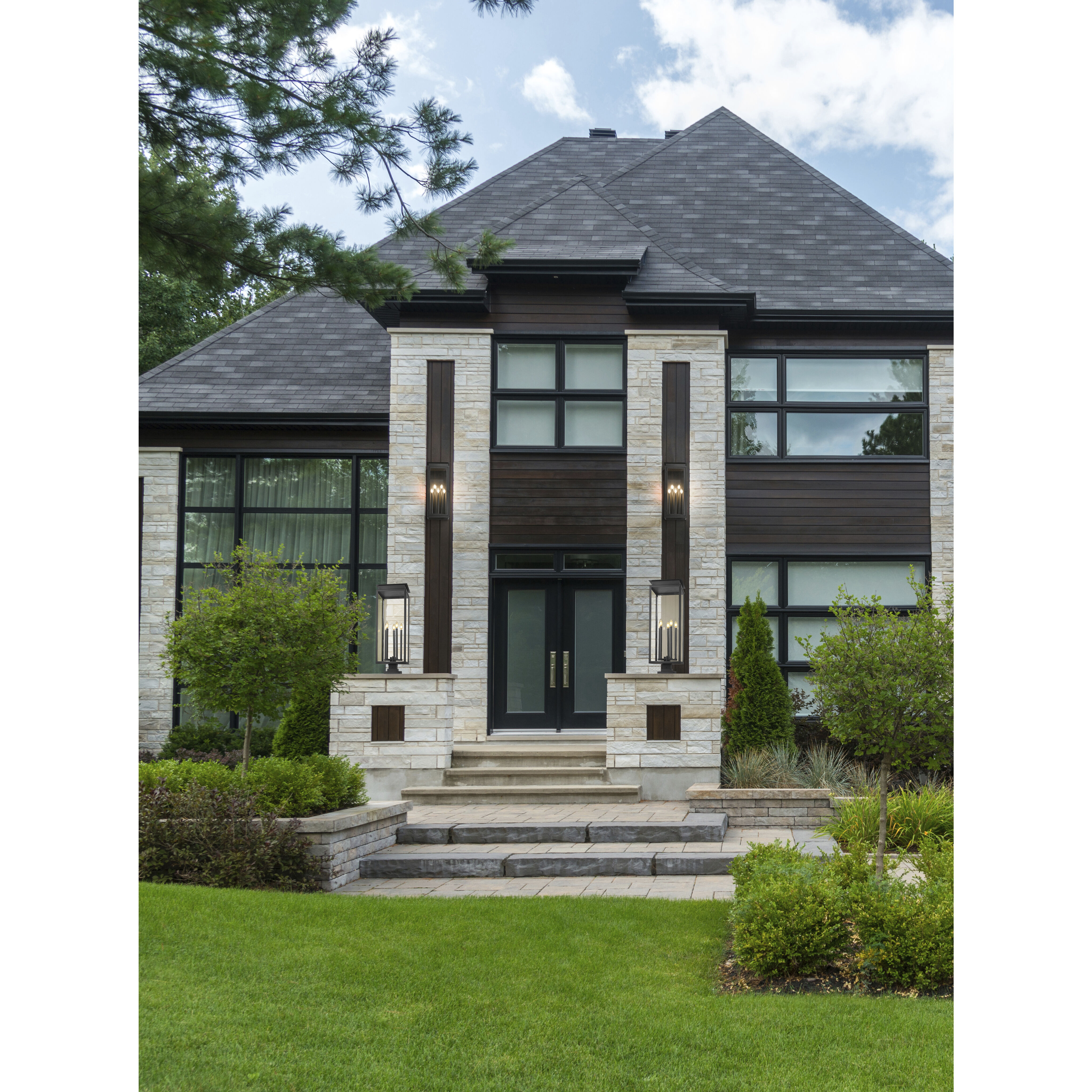 Nova 5 Light 36.75 inch Black Outdoor Pier Mounted Fixture