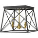 Trestle 3 Light 14 inch Matte Black and Olde Brass Flush Mount Ceiling Light