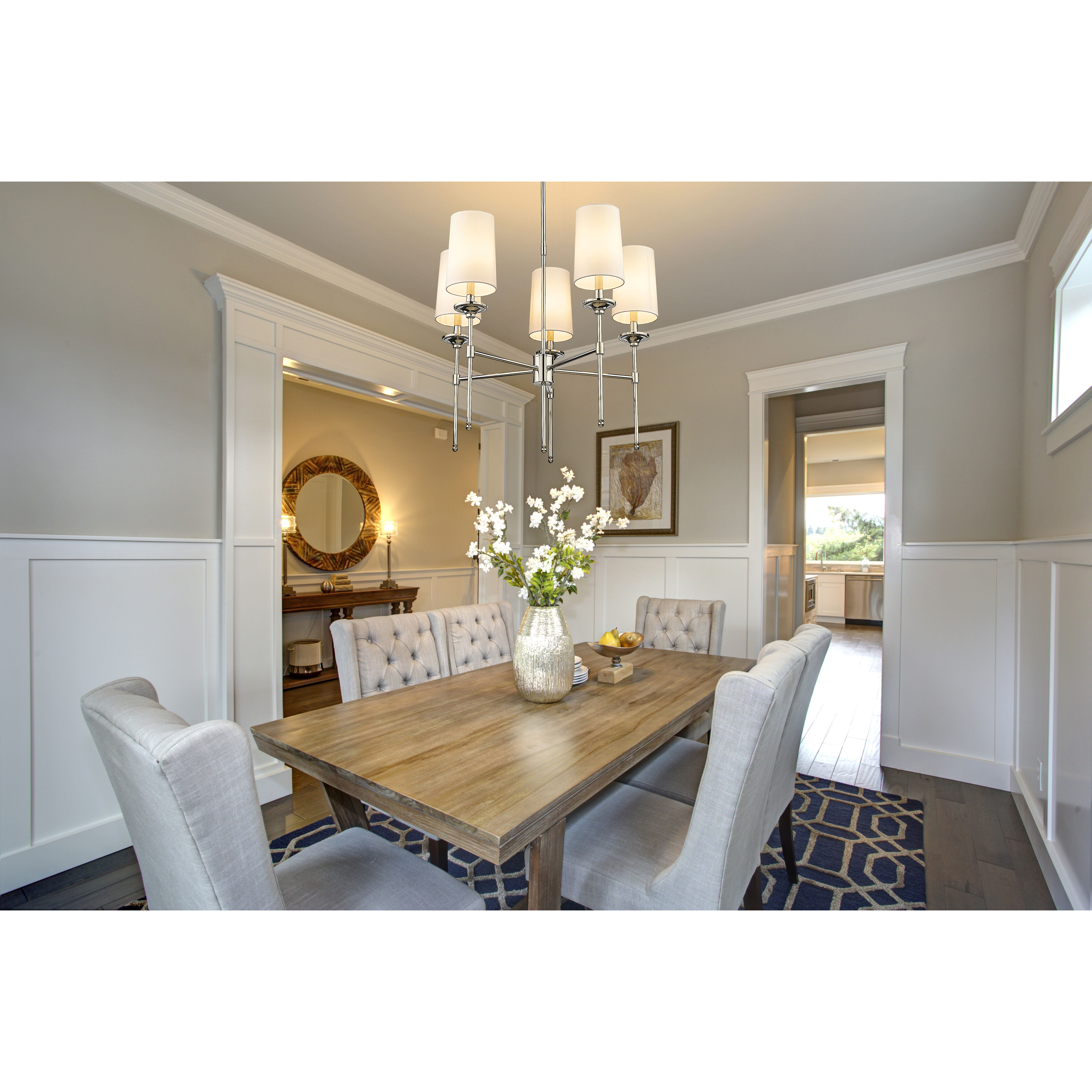 Emily 5 Light 28 inch Polished Nickel Chandelier Ceiling Light