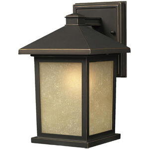 Holbrook 1 Light 15.75 inch Oil Rubbed Bronze Outdoor Wall Light in Tinted Seedy Glass