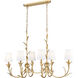 Aslin 6 Light 44 inch Gold Leaf Linear Chandelier Ceiling Light