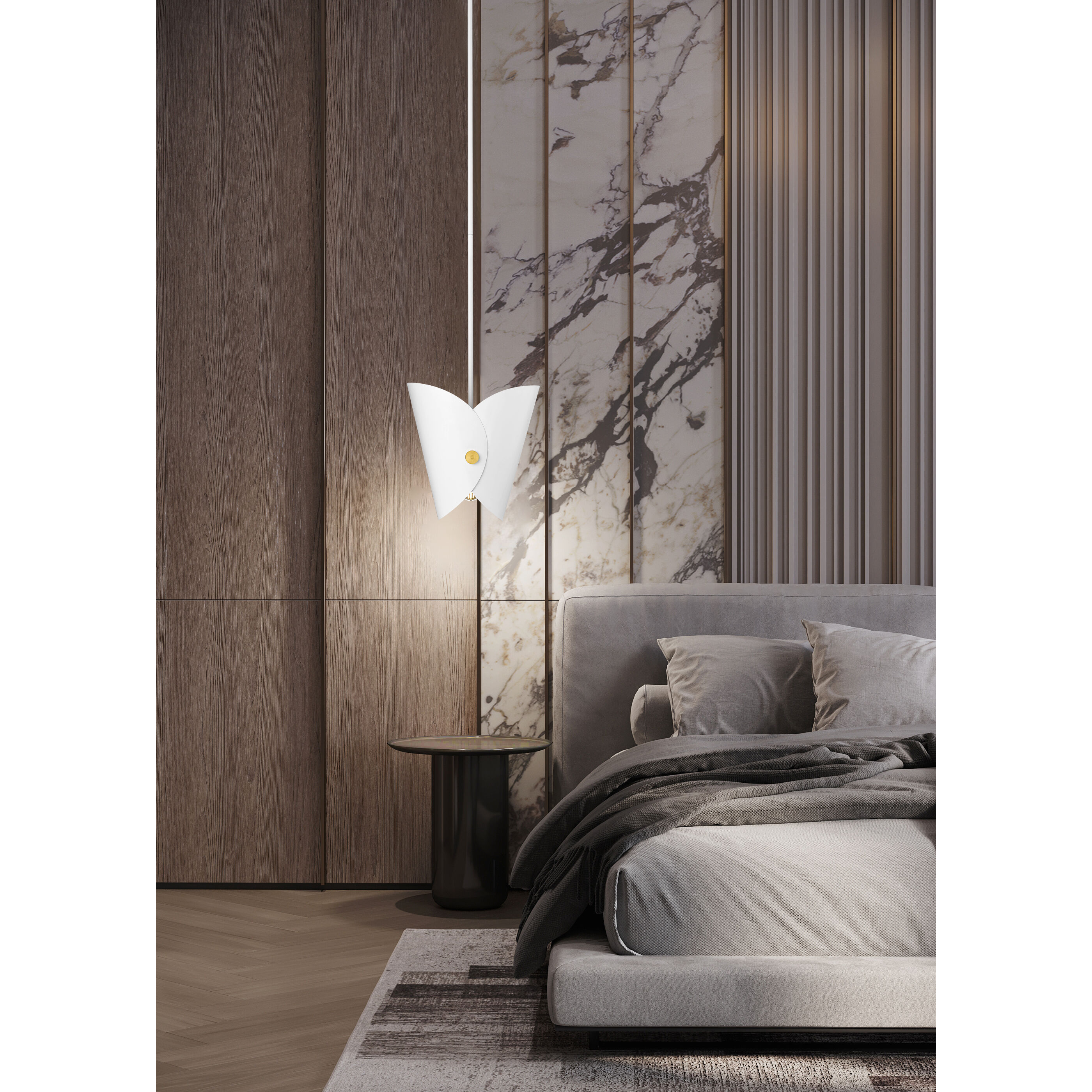 Salone 1 Light 10 inch Matte White Pendant Ceiling Light in Matte White Outer,  Gold Inner