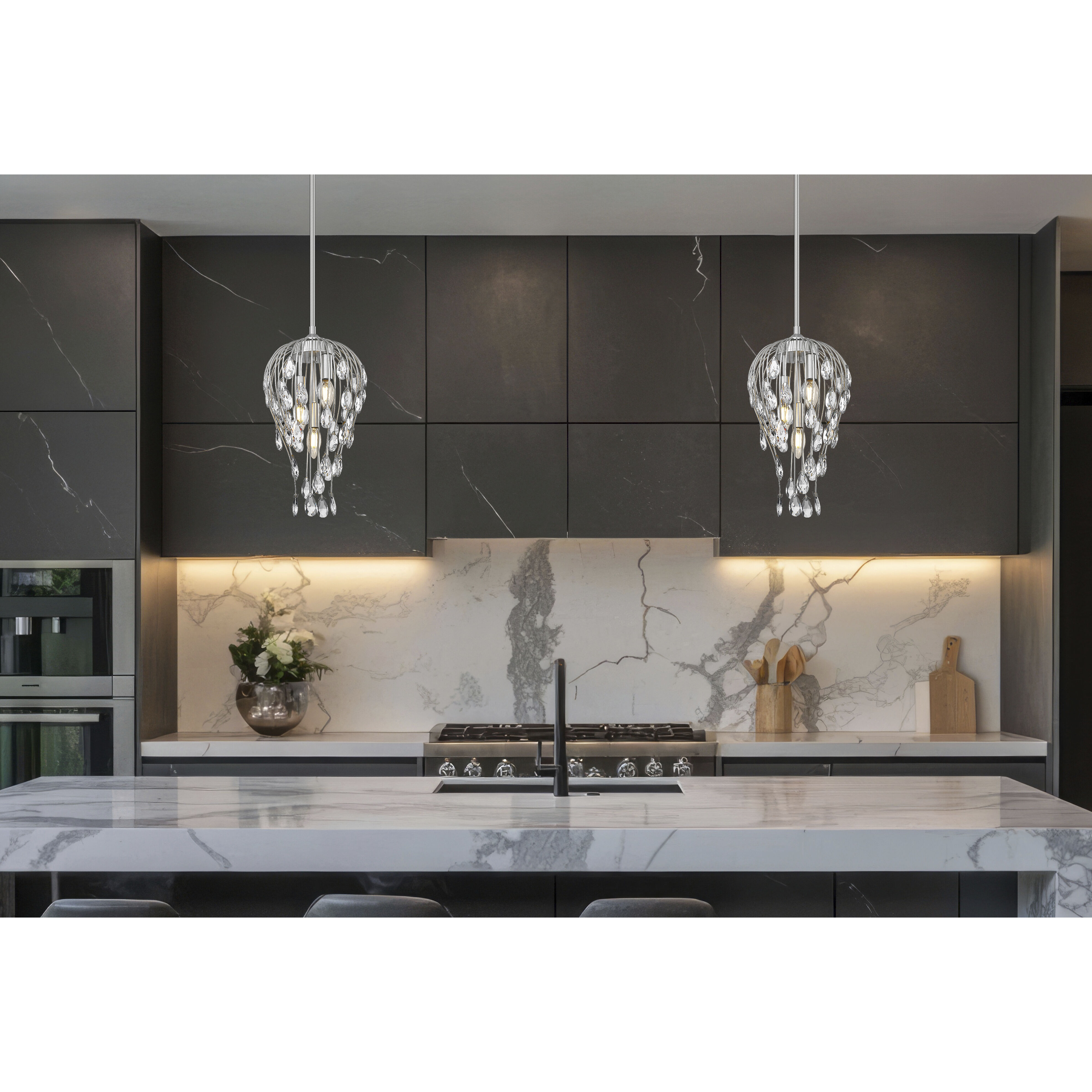 Gabriella 3 Light 9 inch Brushed Nickel Pendant Ceiling Light