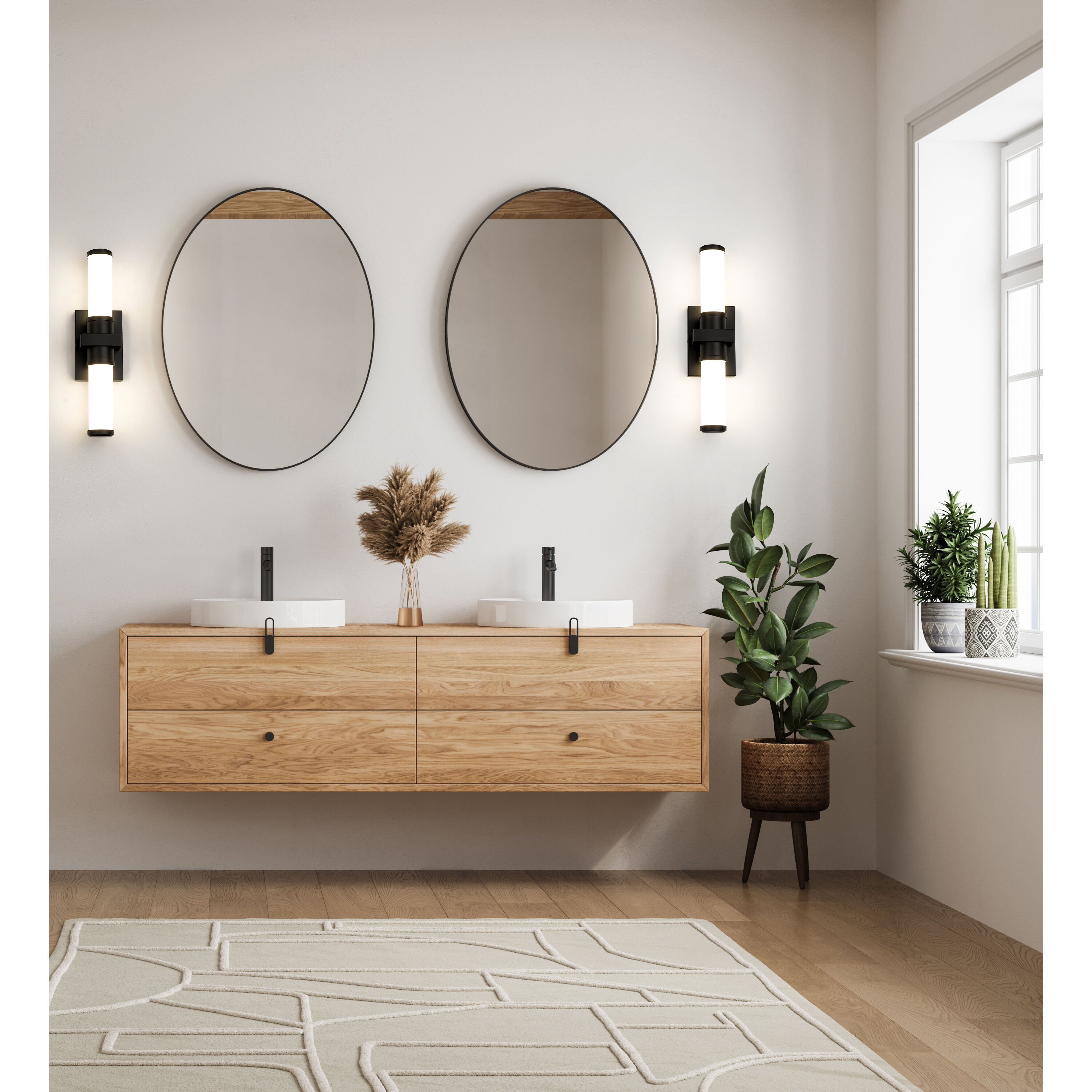 Idris LED 18.5 inch Matte Black Bathroom Vanity Wall Light