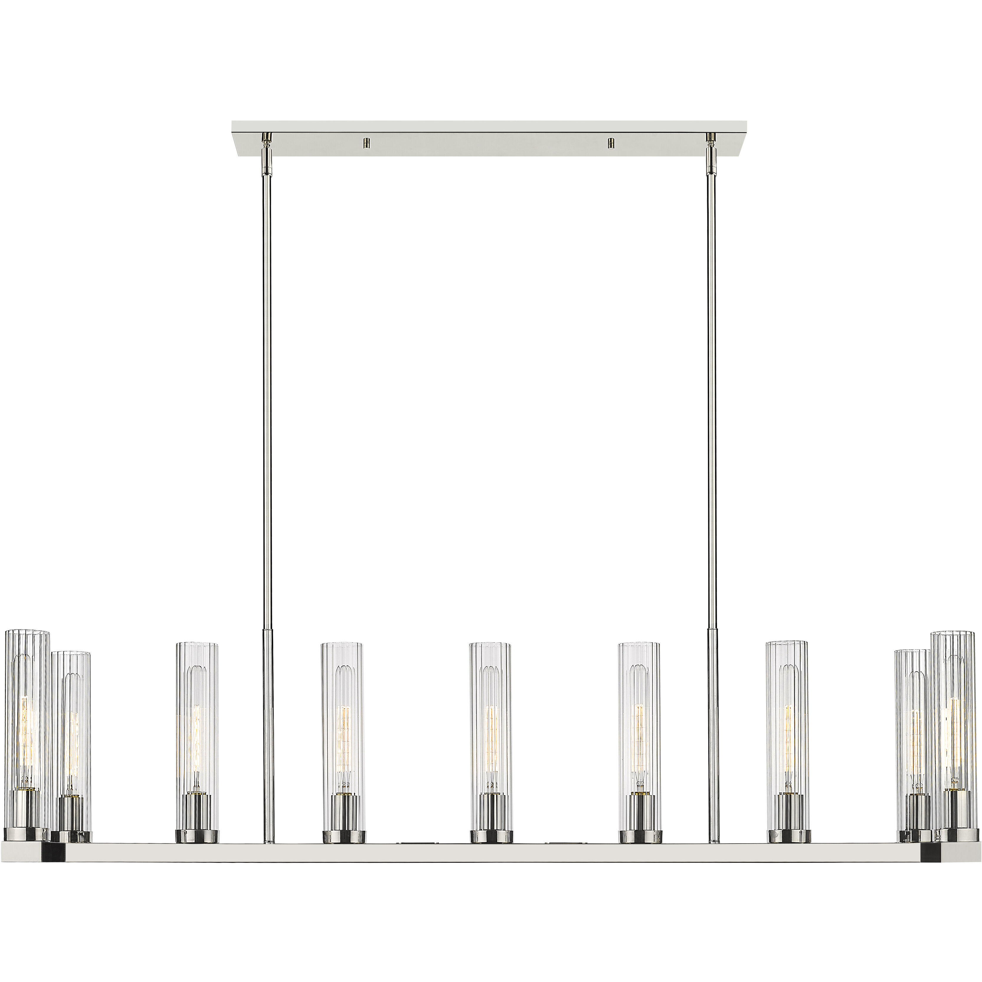 Beau 9 Light 56 inch Polished Nickel Linear Chandelier Ceiling Light
