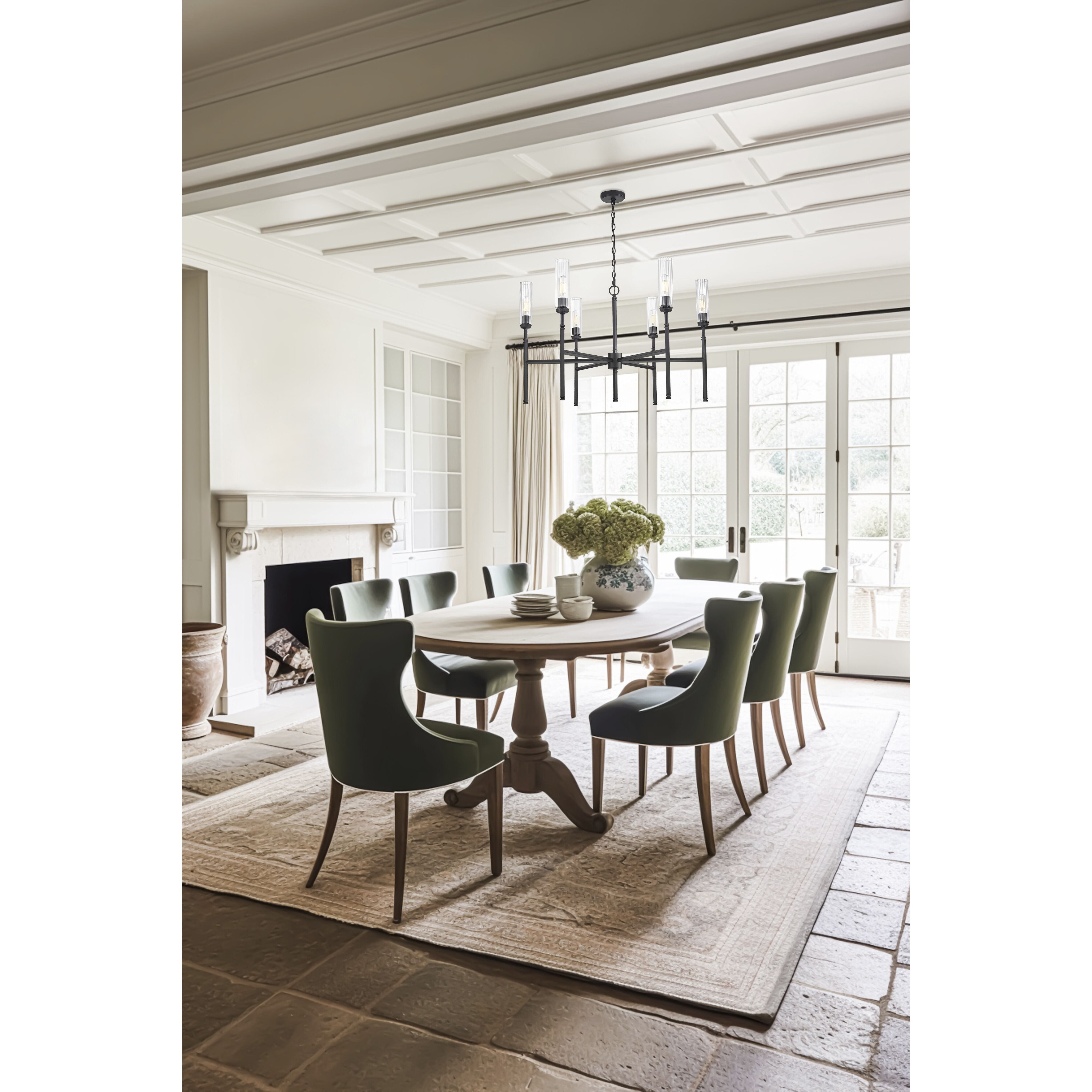 Esme 6 Light 38 inch Matte Black Chandelier Ceiling Light