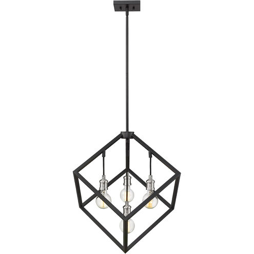 Vertical 4 Light 24 inch Matte Black/Brushed Nickel Chandelier Ceiling Light