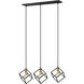Vertical 3 Light 34 inch Bronze and Olde Brass Linear Chandelier Ceiling Light
