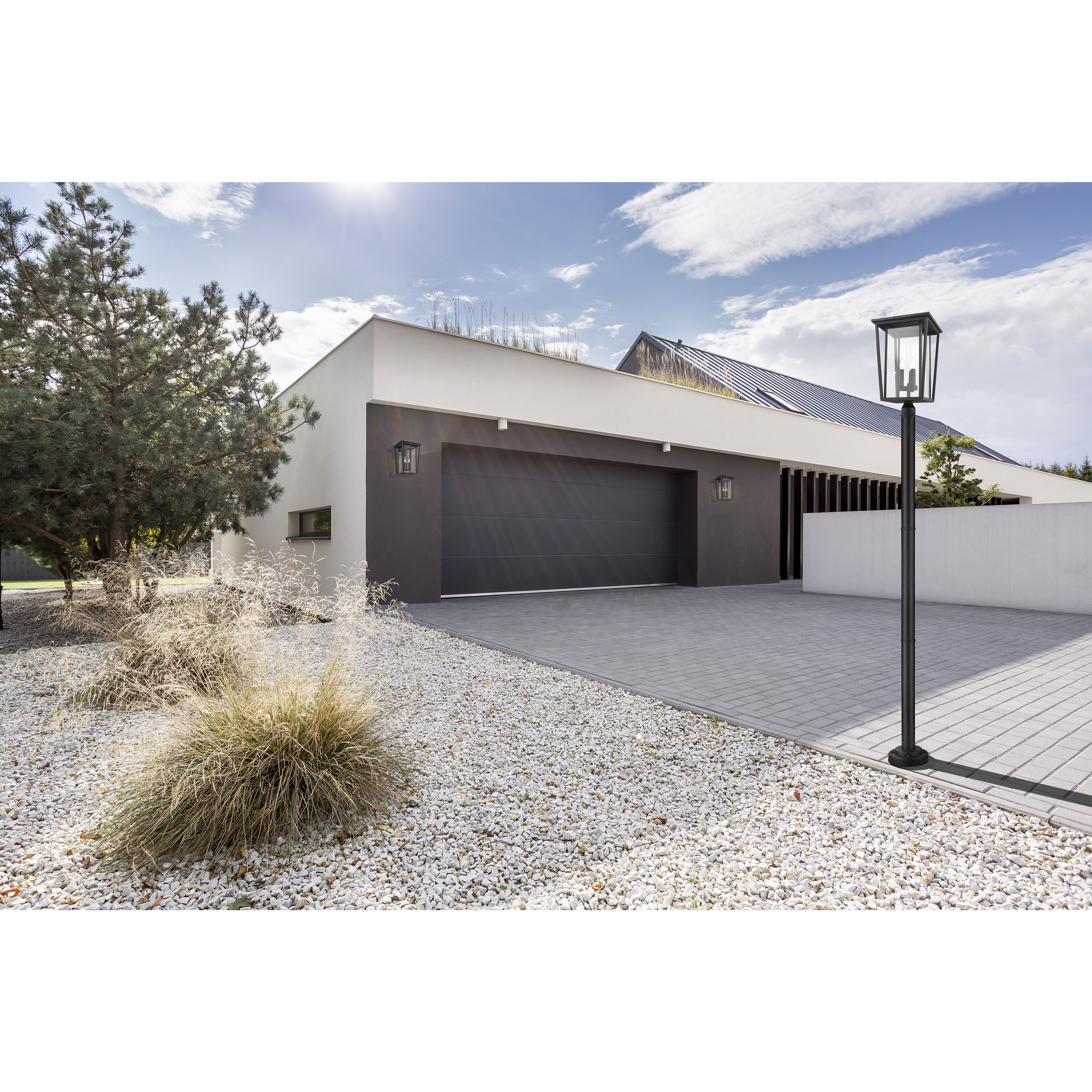 Seoul 3 Light 97.25 inch Black Outdoor Post Mounted Fixture in 29.75