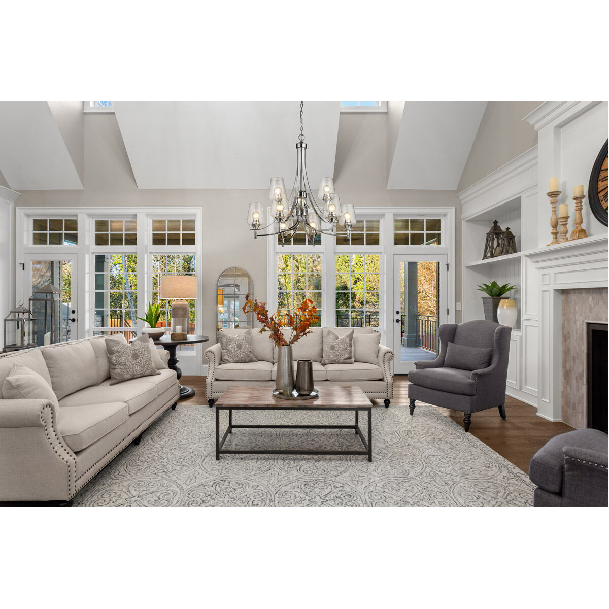 Joliet 9 Light 31 inch Chrome Chandelier Ceiling Light