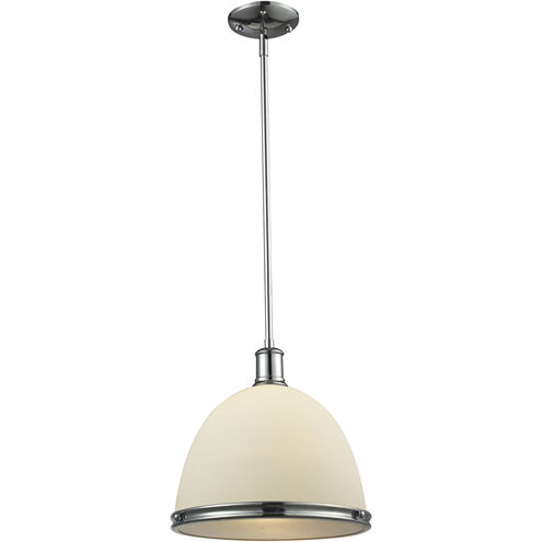Mason 1 Light 13 inch Chrome Pendant Ceiling Light in 7.4, Matte Opal Glass