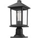 Portland 1 Light 18 inch Black Outdoor Pier Mounted Fixture in Clear Beveled Glass, 6.34