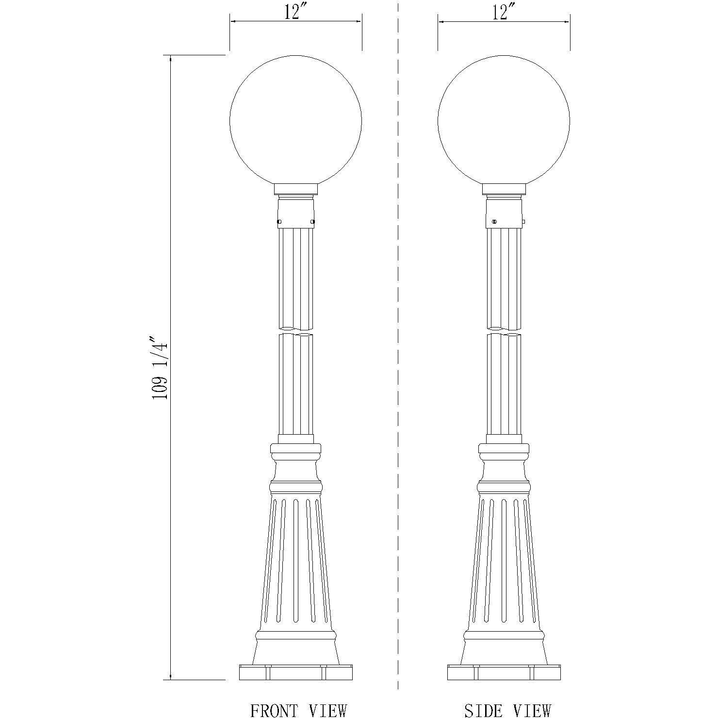 Laurent 1 Light 109.75 inch Black Outdoor Post Mounted Fixture