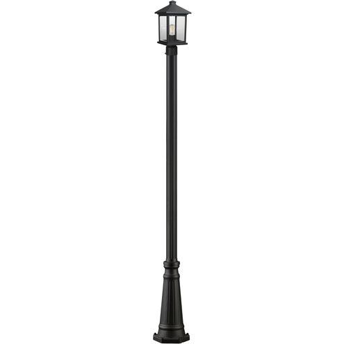 Portland 1 Light 109.75 inch Black Outdoor Post Mounted Fixture in Clear Beveled Glass, 12.14