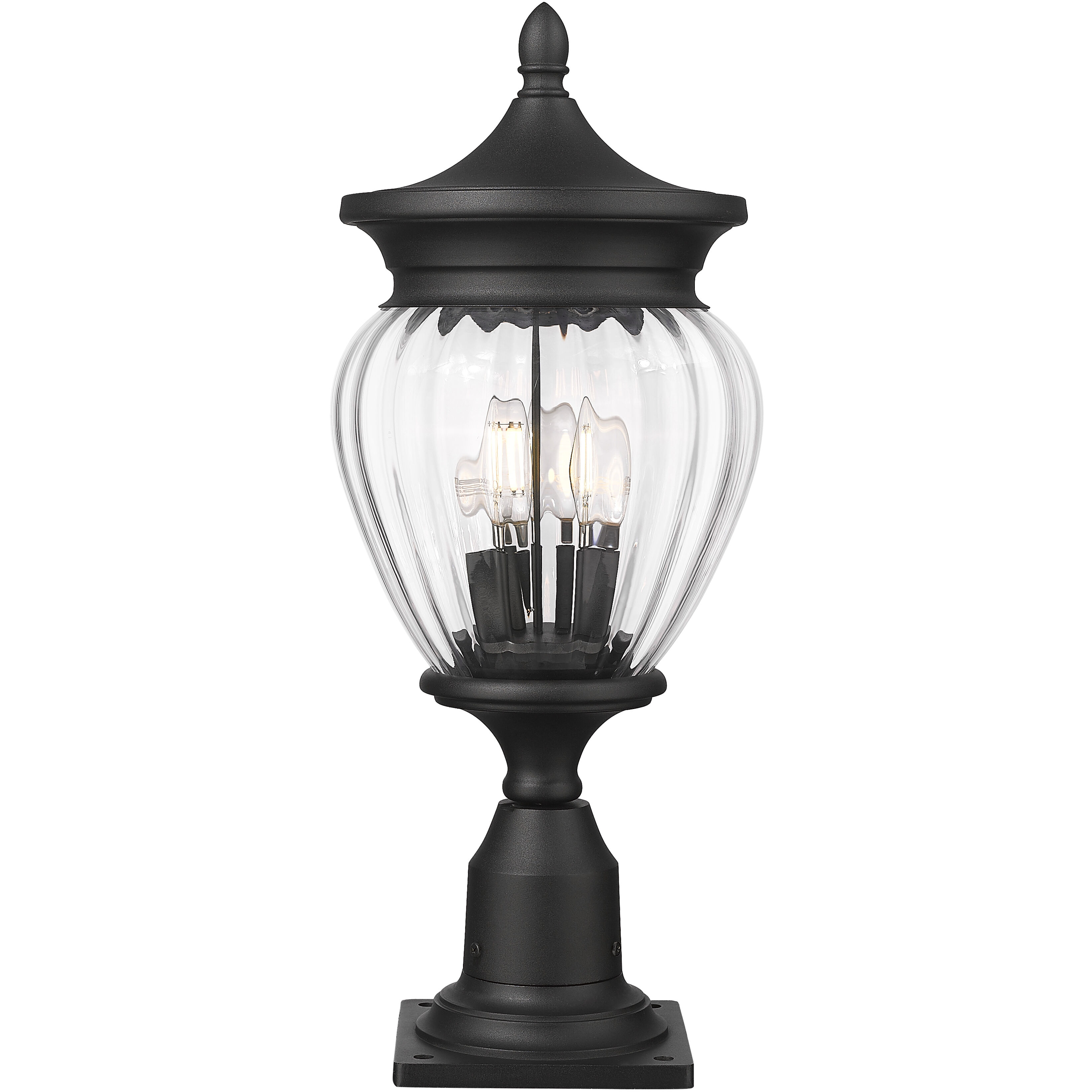 Davina 3 Light 22.25 inch Black Outdoor Pier Mounted Fixture in G9