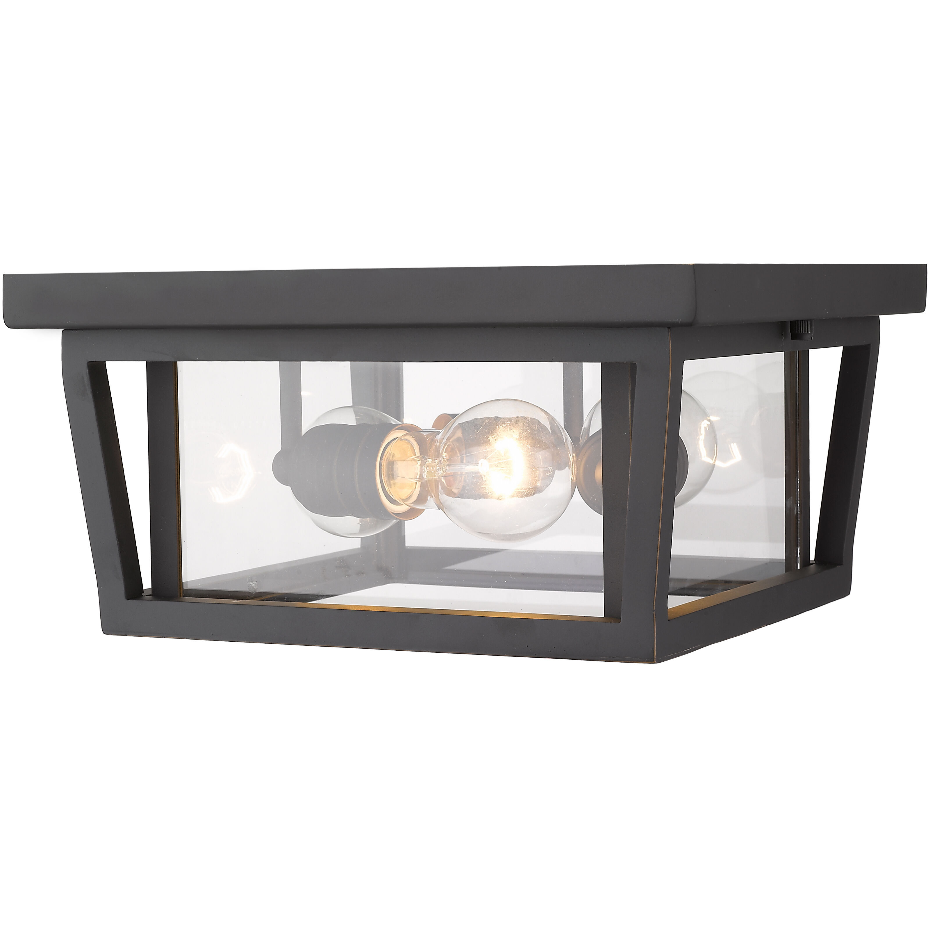 Seoul 3 Light 12 inch Oil Rubbed Bronze Outdoor Flush Mount