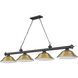 Cordon 4 Light 81.75 inch Bronze Billiard Ceiling Light in Rubbed Brass Metal