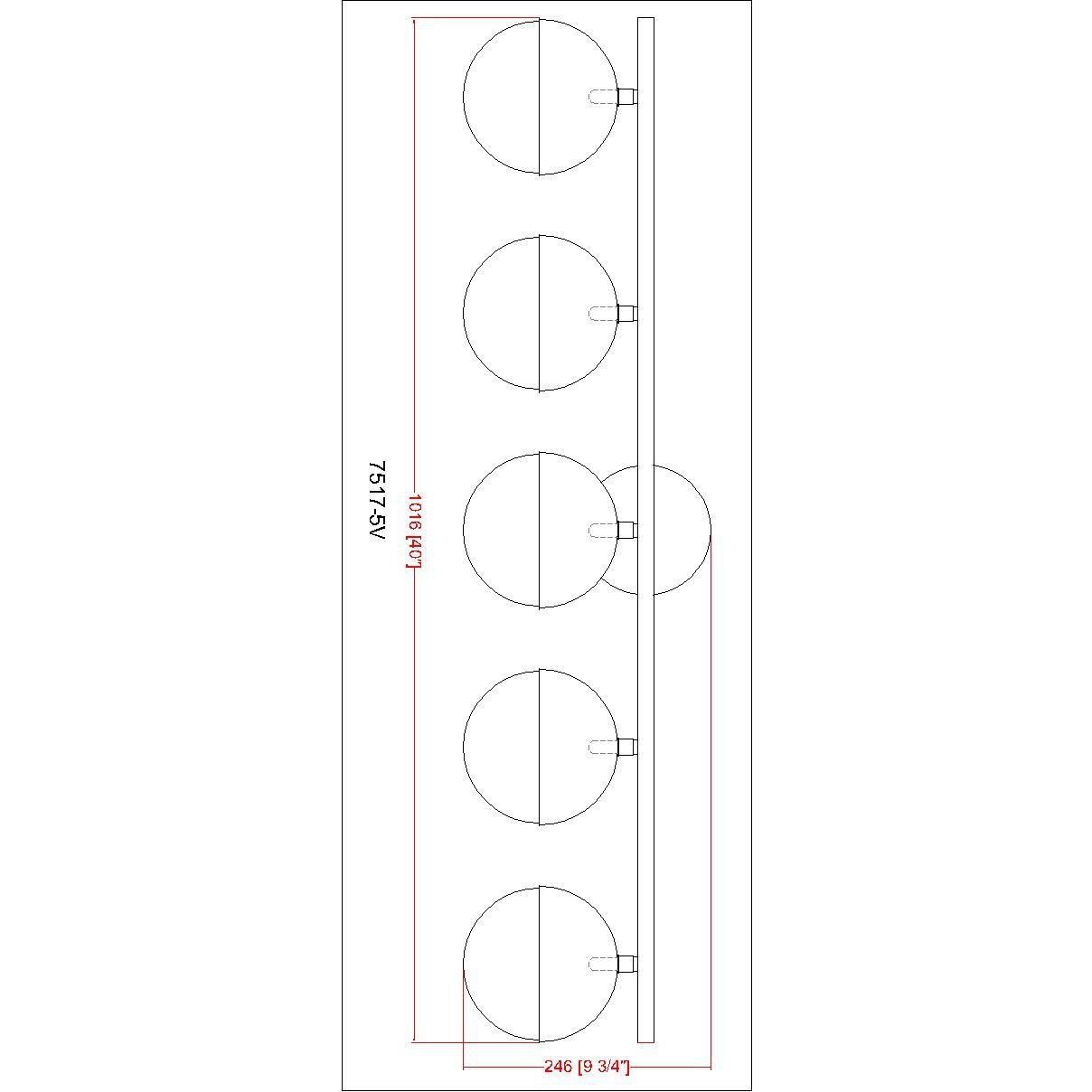 Realm Sphere 5 Light 40 inch Matte Black Bath Vanity Wall Light