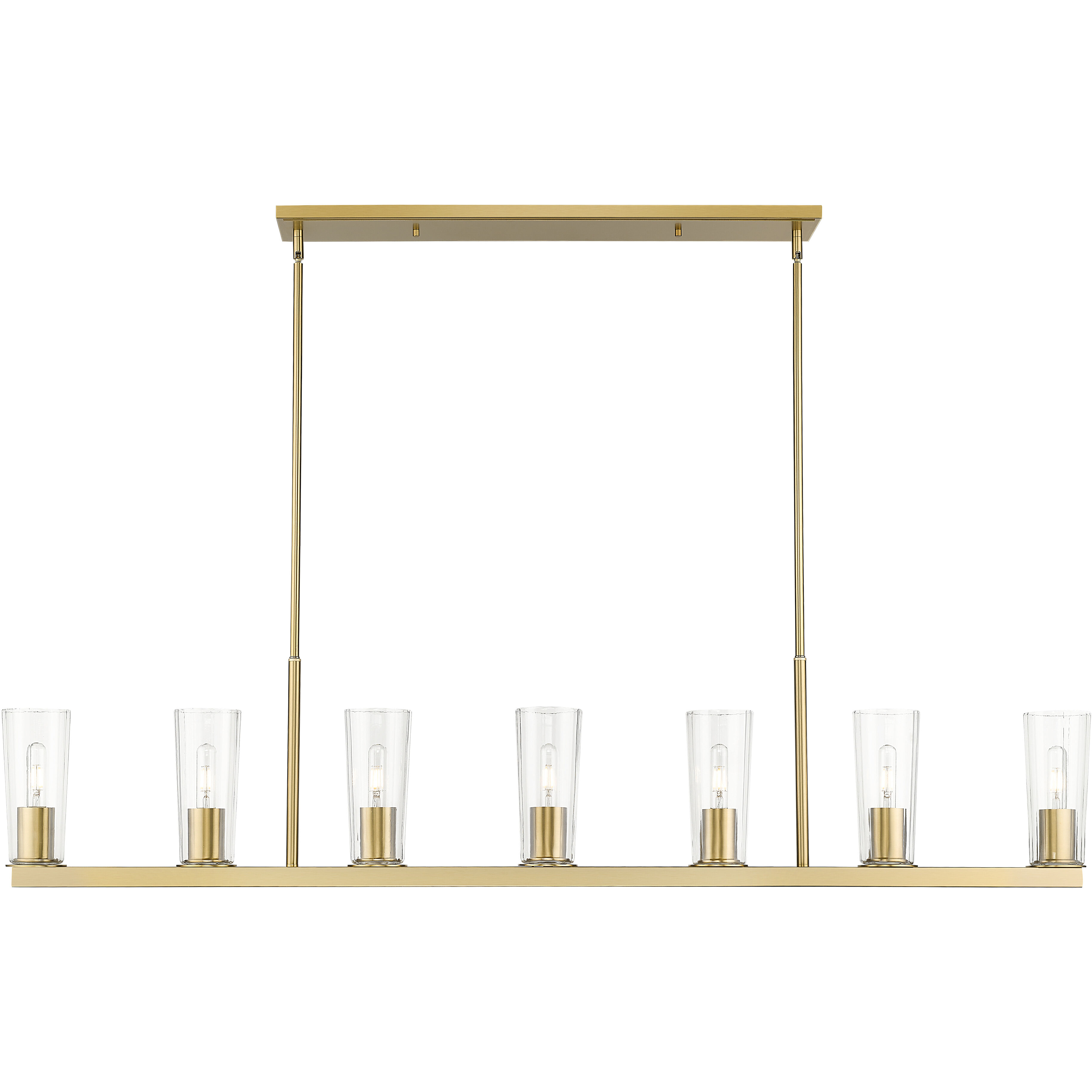 Titus 7 Light 63.5 inch Modern Gold Linear Chandelier Ceiling Light