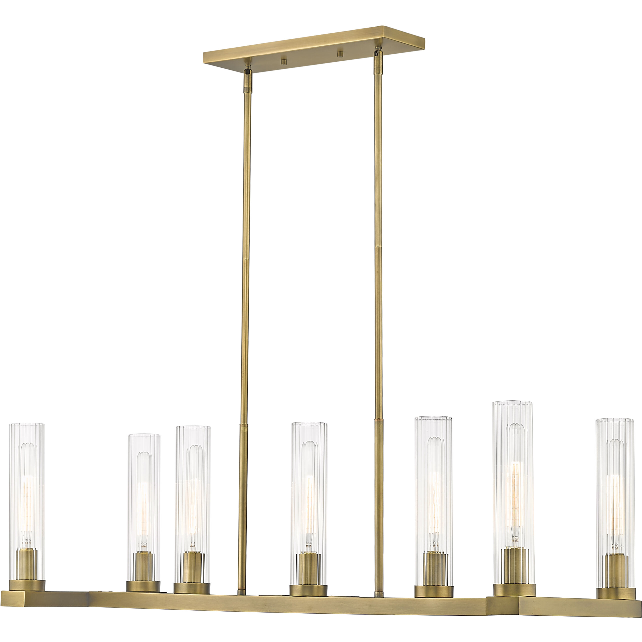 Beau Linear Chandelier Ceiling Light in Rubbed Brass
