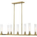 Beau Linear Chandelier Ceiling Light in Rubbed Brass