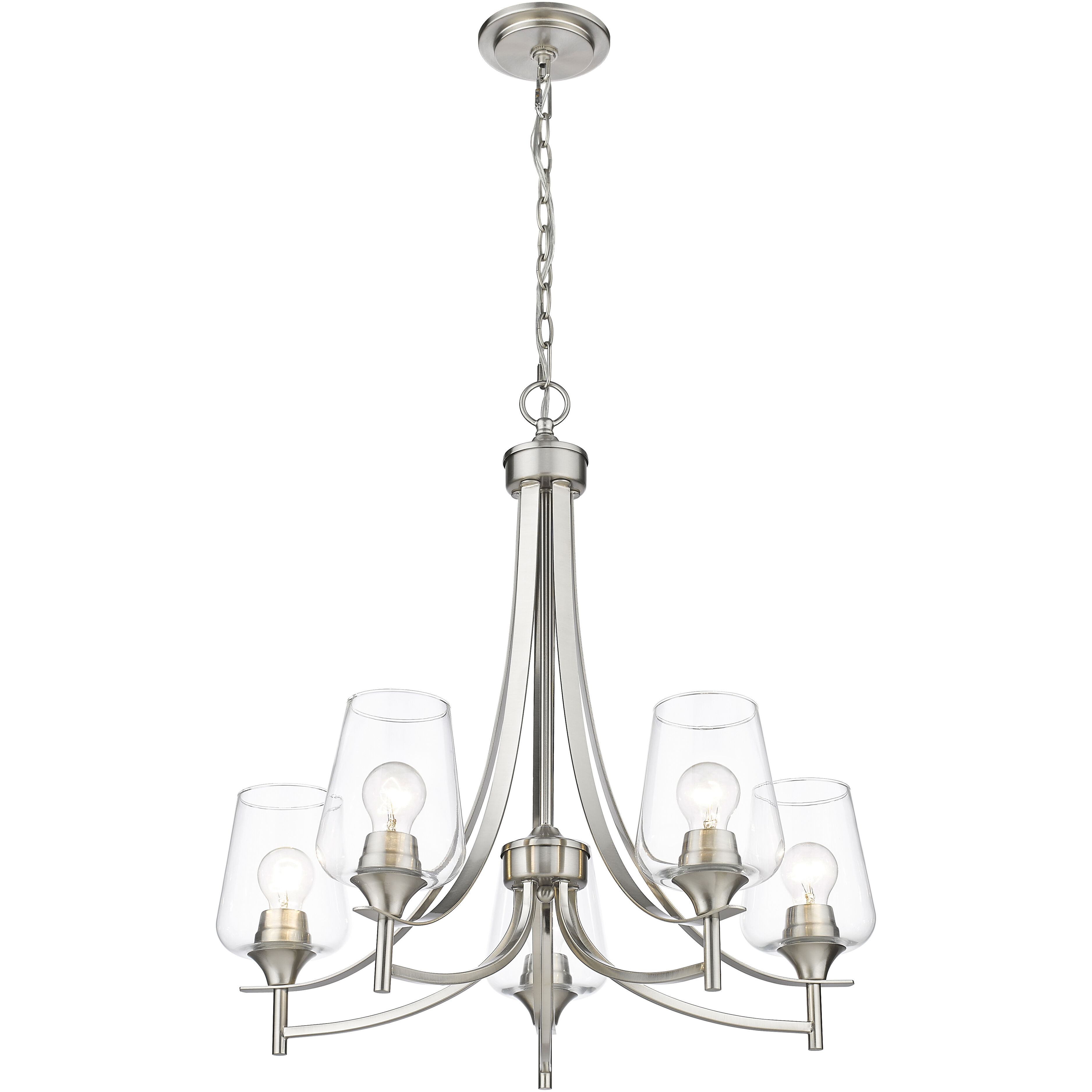 Joliet 5 Light 25 inch Brushed Nickel Chandelier Ceiling Light