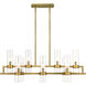 Datus 10 Light 42.5 inch Rubbed Brass Linear Chandelier Ceiling Light