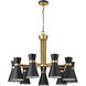 Soriano 9 Light 32 inch Matte Black/Heritage Brass Chandelier Ceiling Light