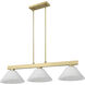 Cobalt 3 Light 49.5 inch Modern Gold Billiard Light Ceiling Light in White Linen Glass