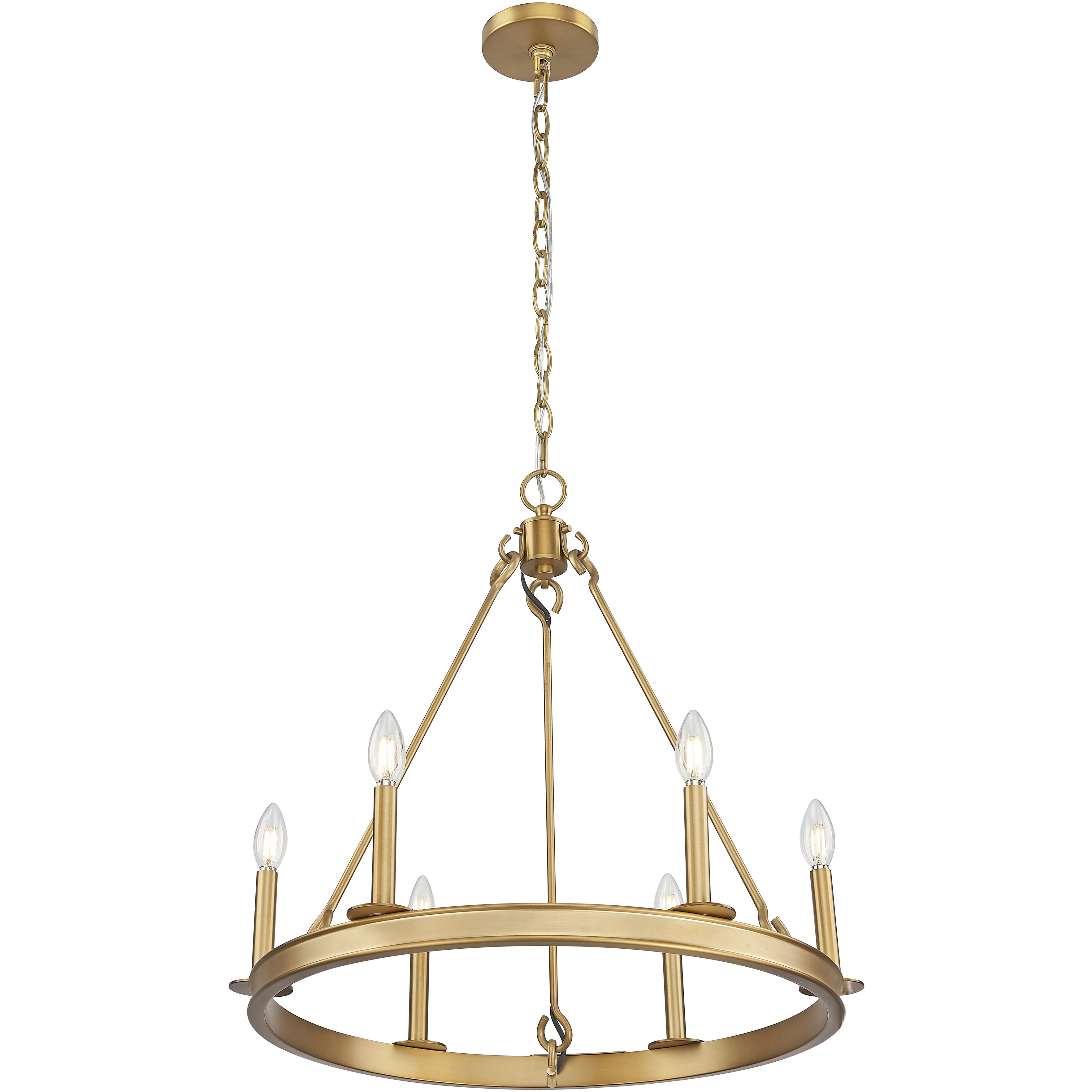 Barclay 6 Light 25 inch Rubbed Brass Chandelier Ceiling Light