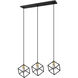Vertical 3 Light 34 inch Bronze and Olde Brass Linear Chandelier Ceiling Light