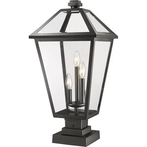 Talbot 3 Light 25 inch Black Outdoor Pier Mounted Fixture in Clear Beveled Glass