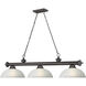 Cordon 3 Light 57.25 inch Bronze Billiard Ceiling Light in White Linen Glass