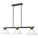 Bronte 3 Light 52.75 inch Matte Black and Rubbed Brass Billiard Light Ceiling Light in White Linen Glass