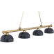Cordon 4 Light 81.5 inch Heritage Brass Billiard Ceiling Light in Matte Black