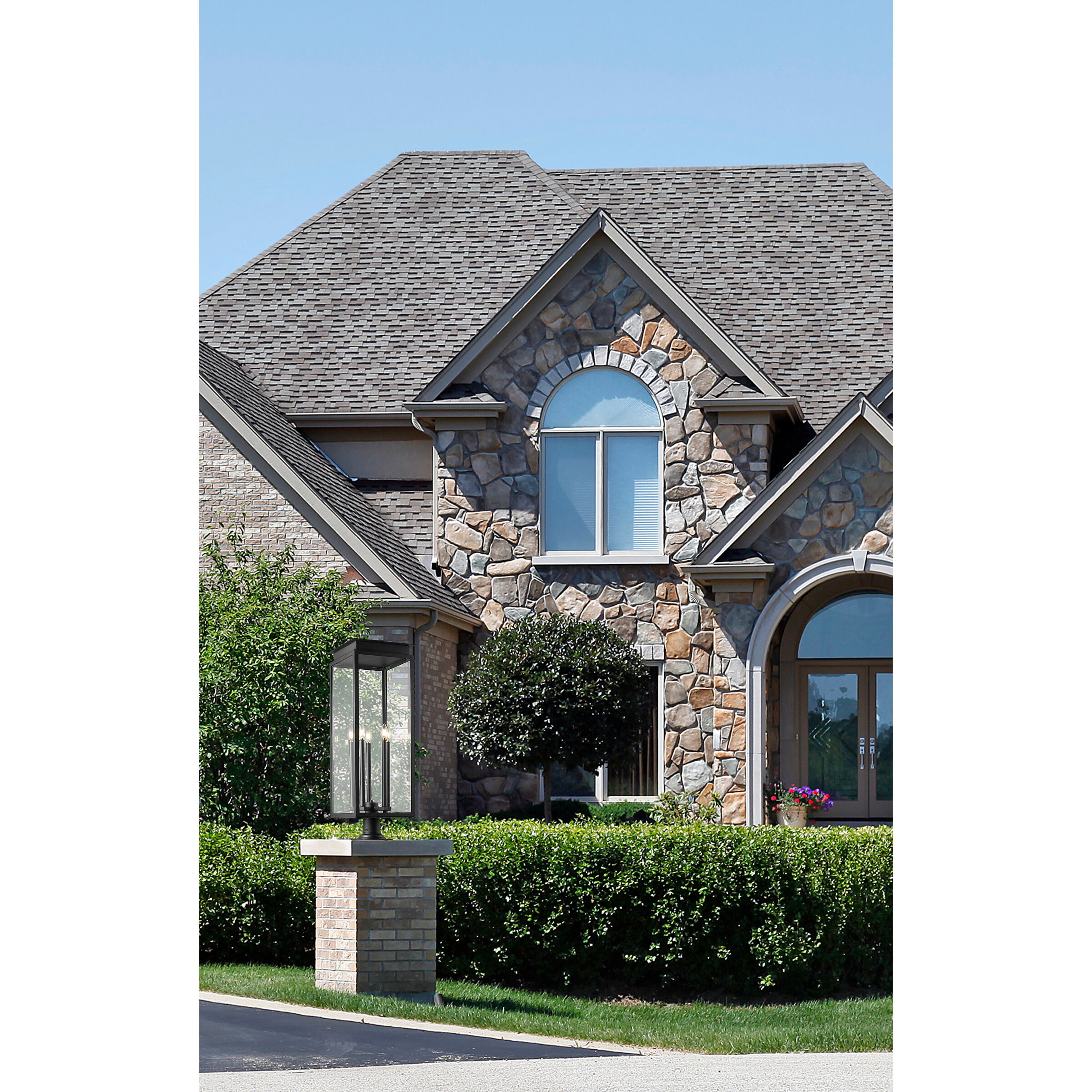 Nova 5 Light 37 inch Black Outdoor Pier Mounted Fixture in Clear Glass