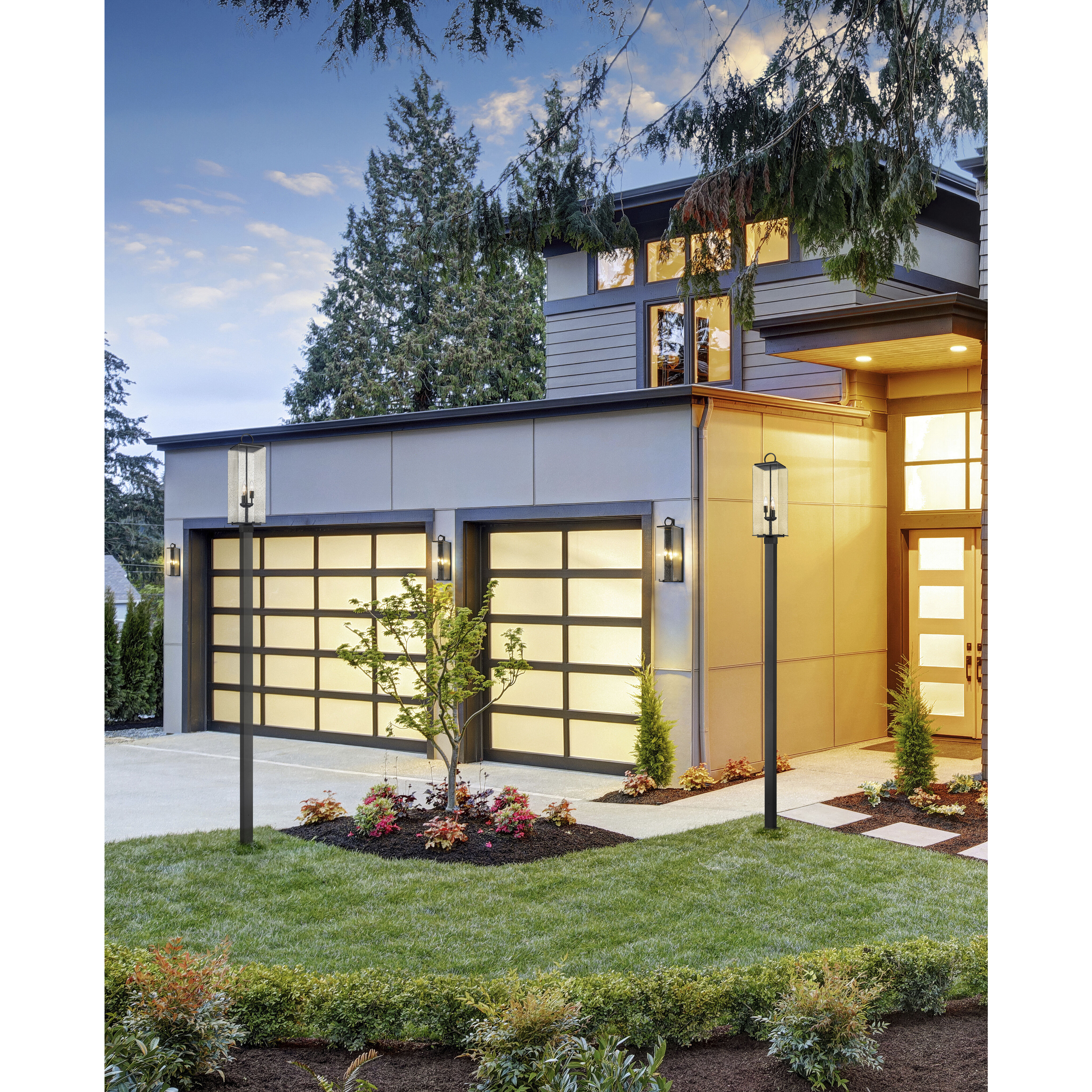 Sana 3 Light 120.25 inch Black Outdoor Post Mounted Fixture