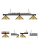 Shark 3 Light 58 inch Matte Black Billiard Ceiling Light in Satin Gold Steel