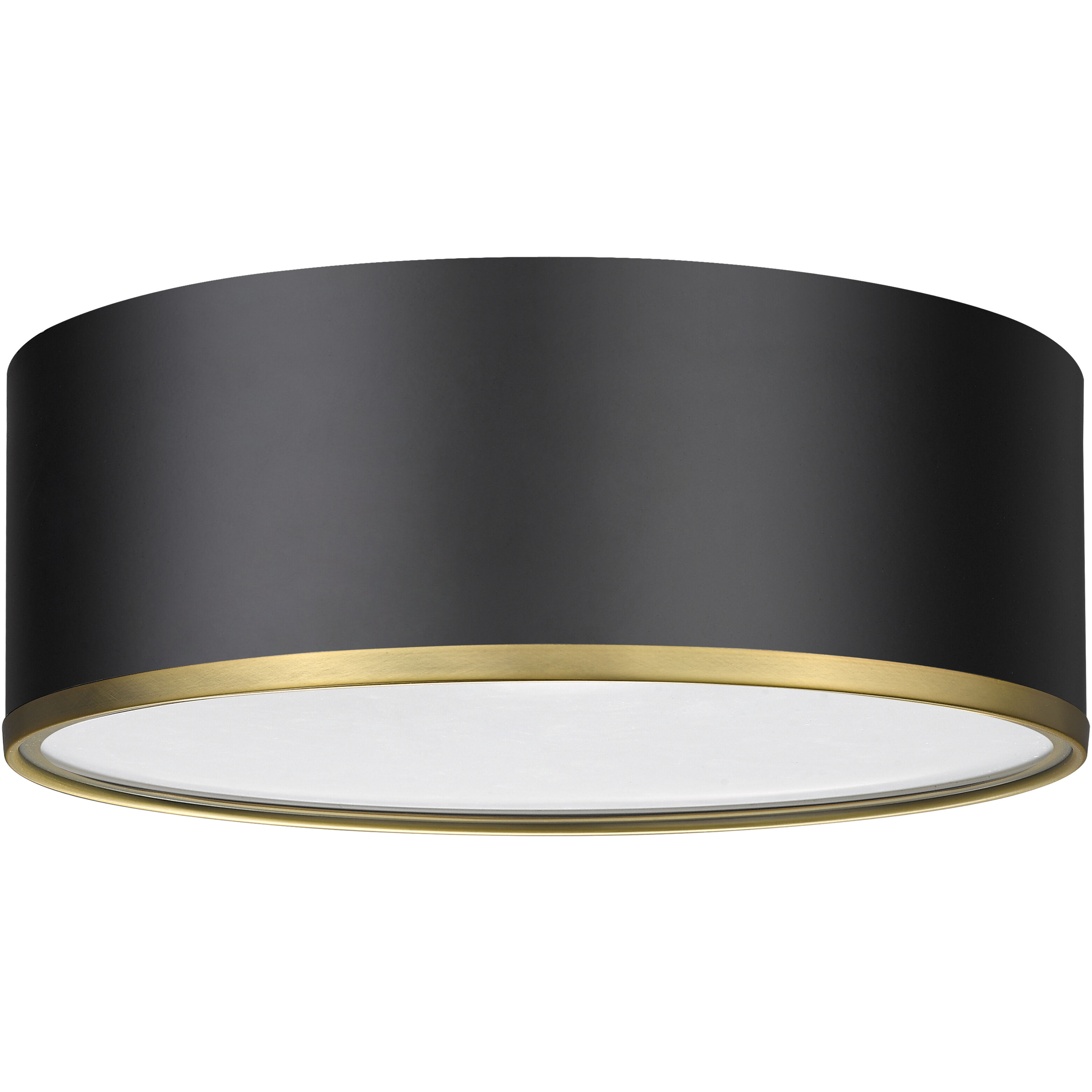 Arlo 3 Light 16 inch Matte Black and Rubbed Brass Flush Mount Ceiling Light