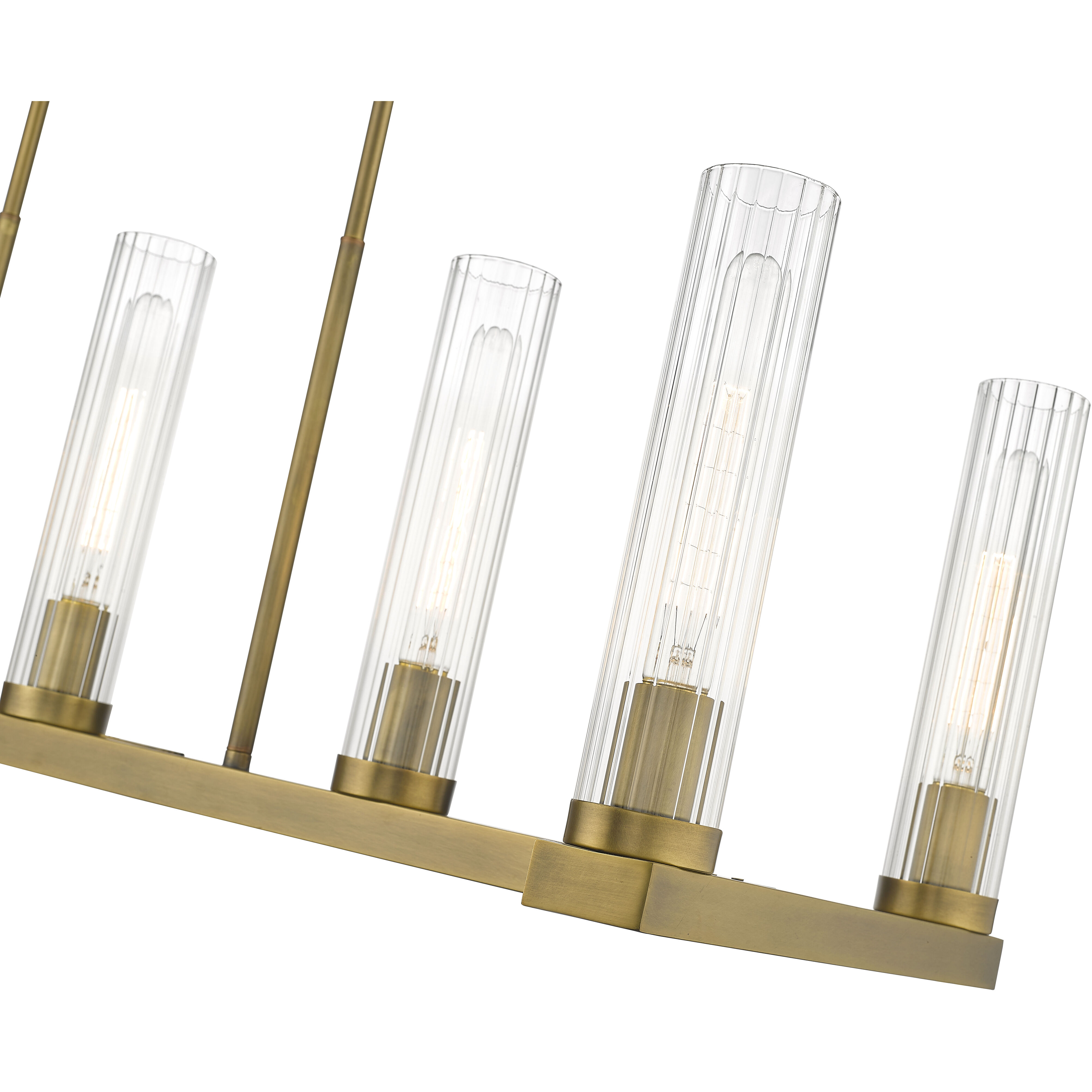 Beau Linear Chandelier Ceiling Light in Rubbed Brass