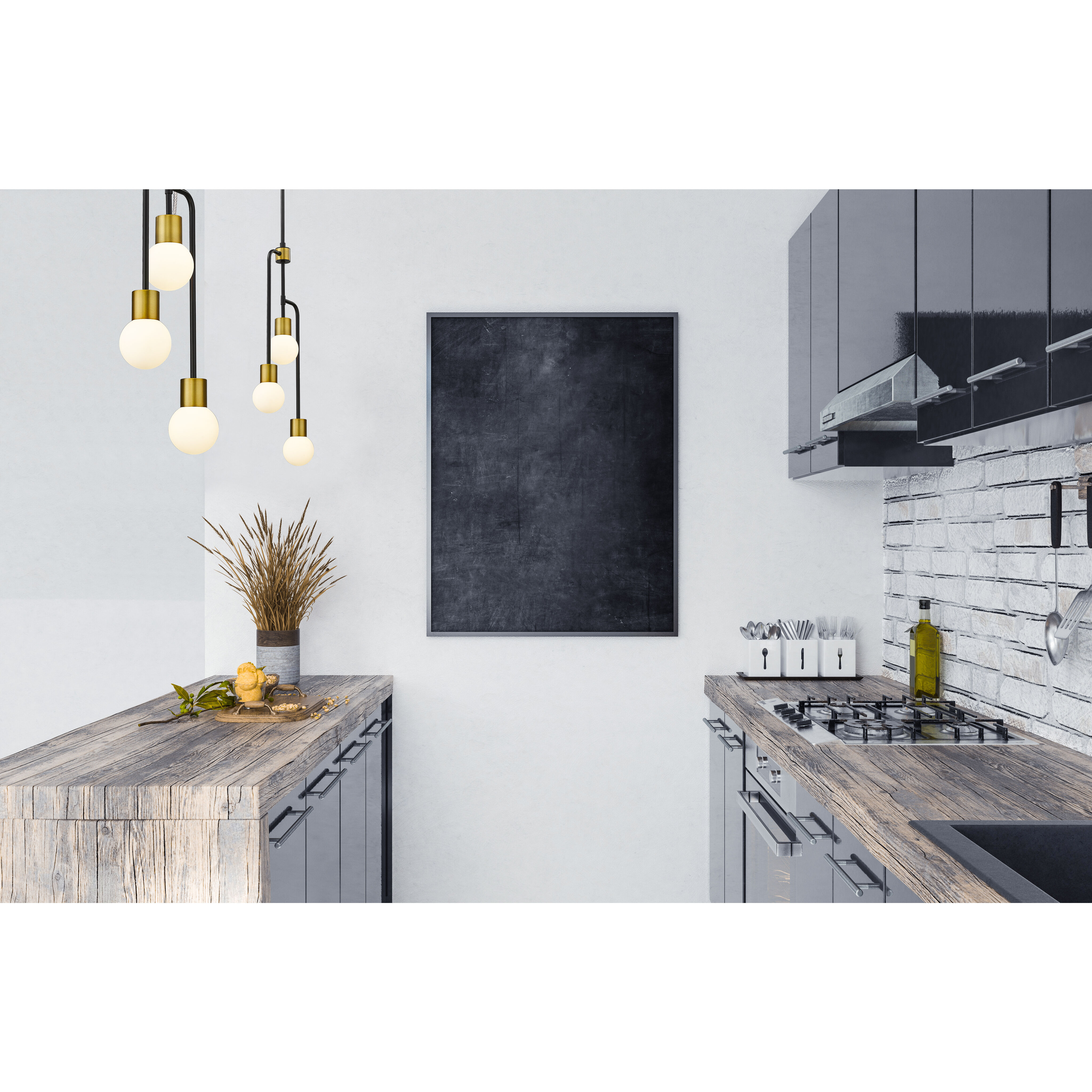 Neutra 3 Light 11.75 inch Matte Black and Foundry Brass Chandelier Ceiling Light