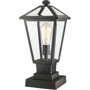 Talbot 1 Light 18 inch Black Outdoor Pier Mounted Fixture in Clear Beveled Glass