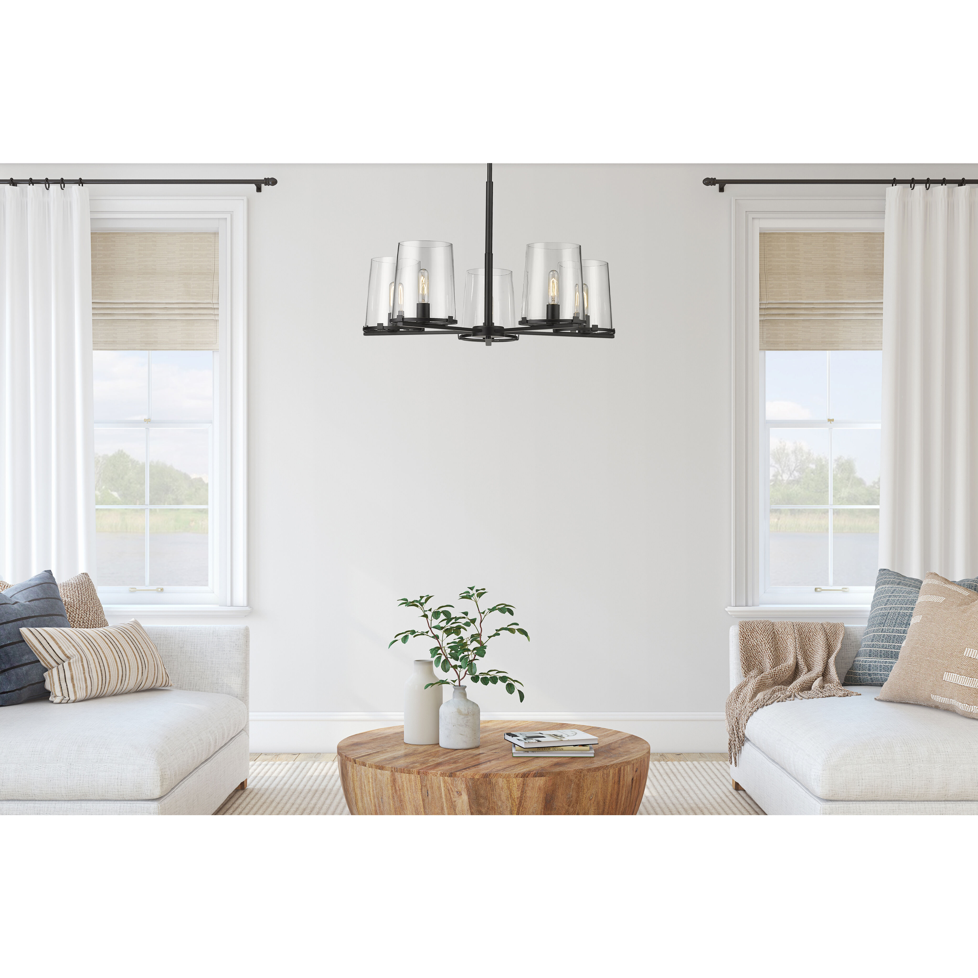 Callista 5 Light 33 inch Matte Black Chandelier Ceiling Light