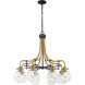Kraken 8 Light 28 inch Matte Black/Olde Brass Chandelier Ceiling Light in Matte Black and Olde Brass
