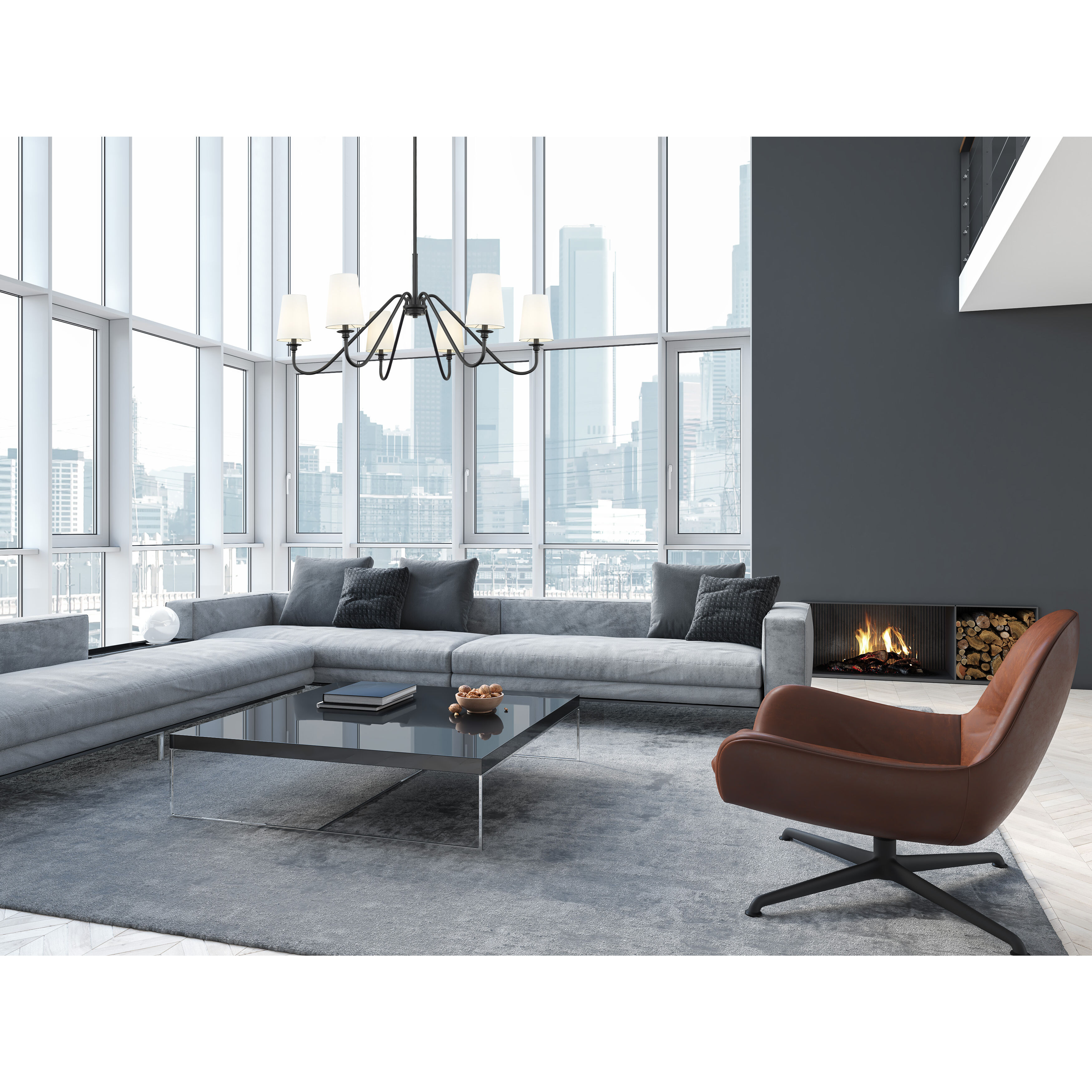 Gianna 6 Light 46.25 inch Matte Black Chandelier Ceiling Light