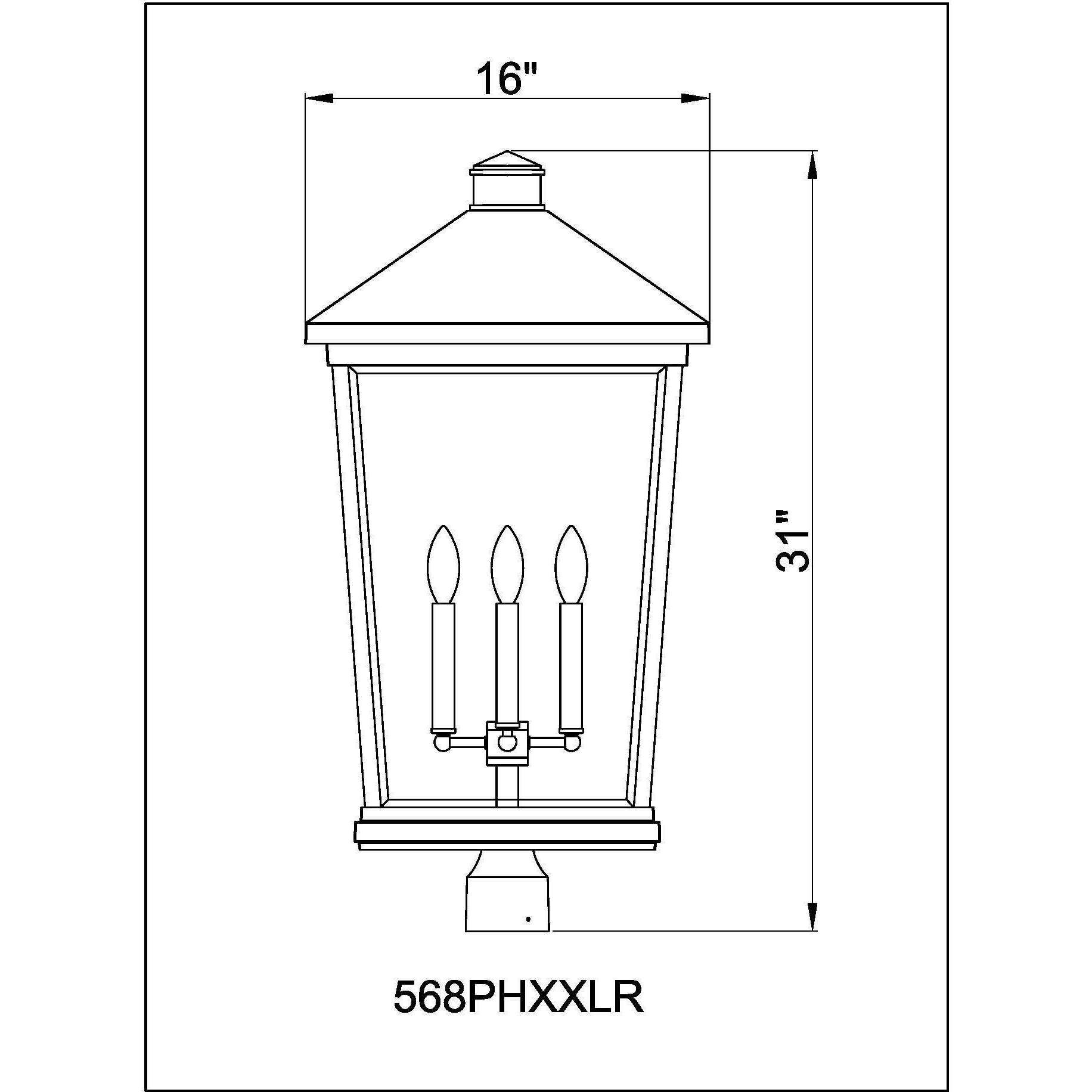 Beacon 4 Light 31 inch Black Outdoor Post Mount Fixture