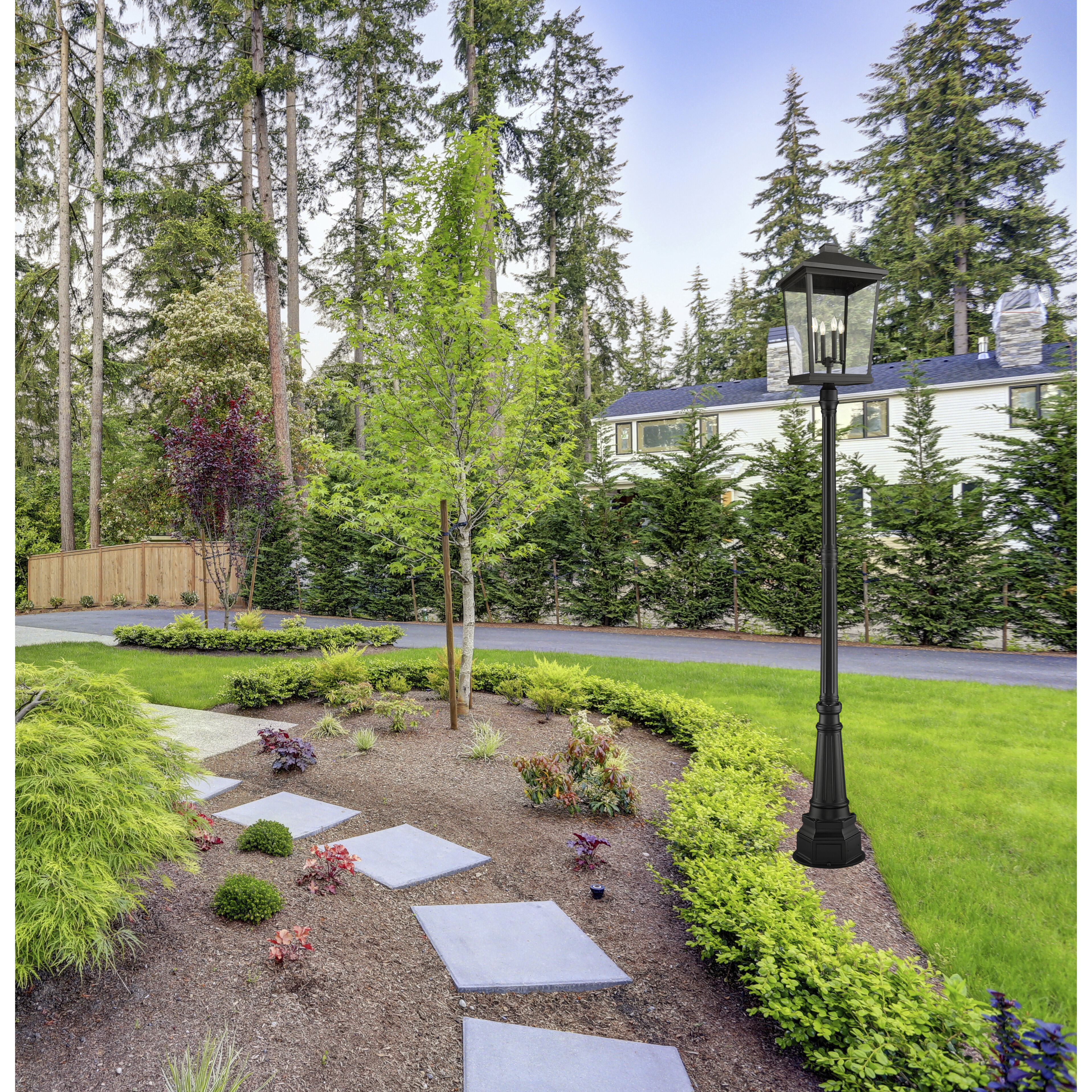 Beacon 4 Light 113.25 inch Black Outdoor Post Mounted Fixture