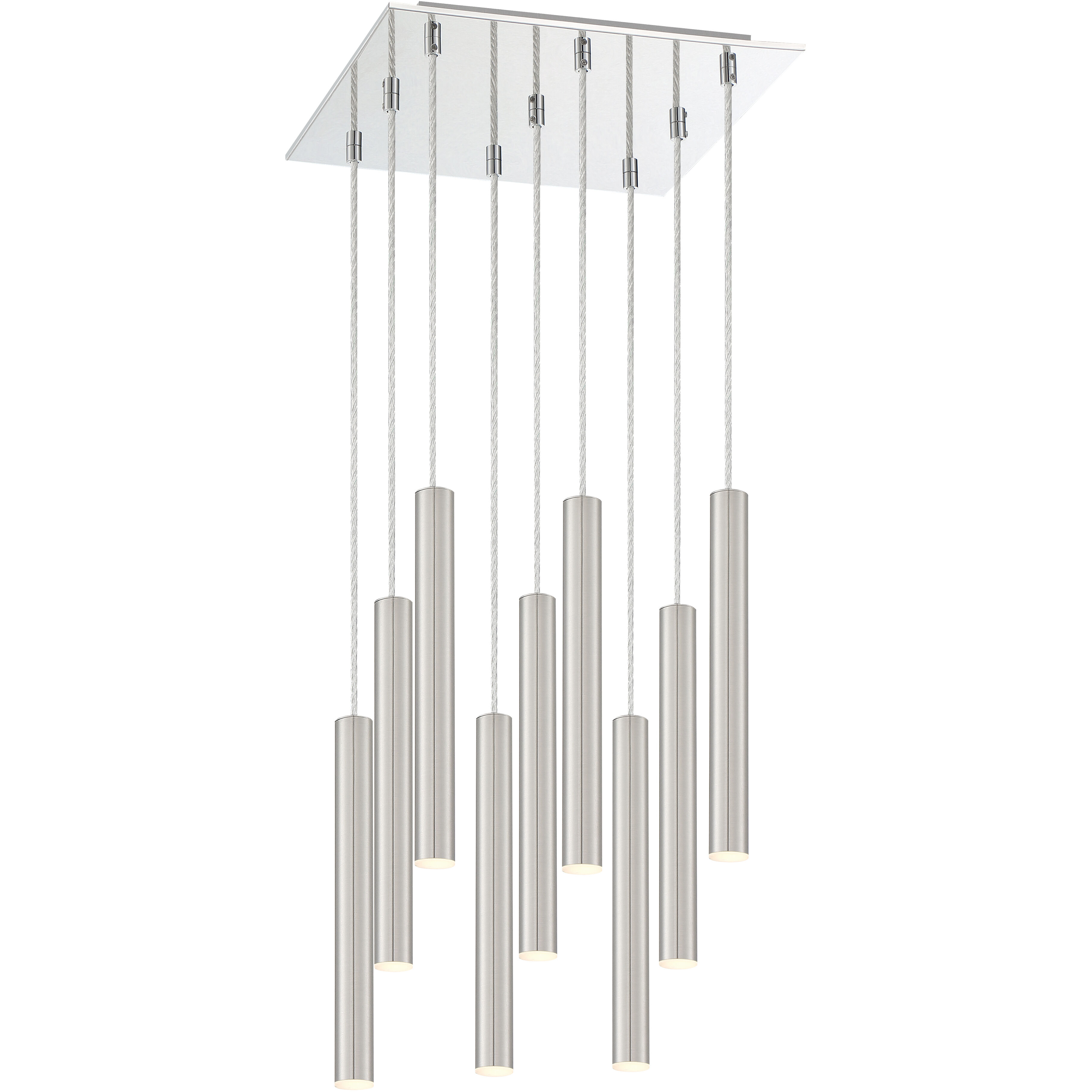 Forest LED 14 inch Chrome Chandelier Ceiling Light in Brushed Nickel Steel