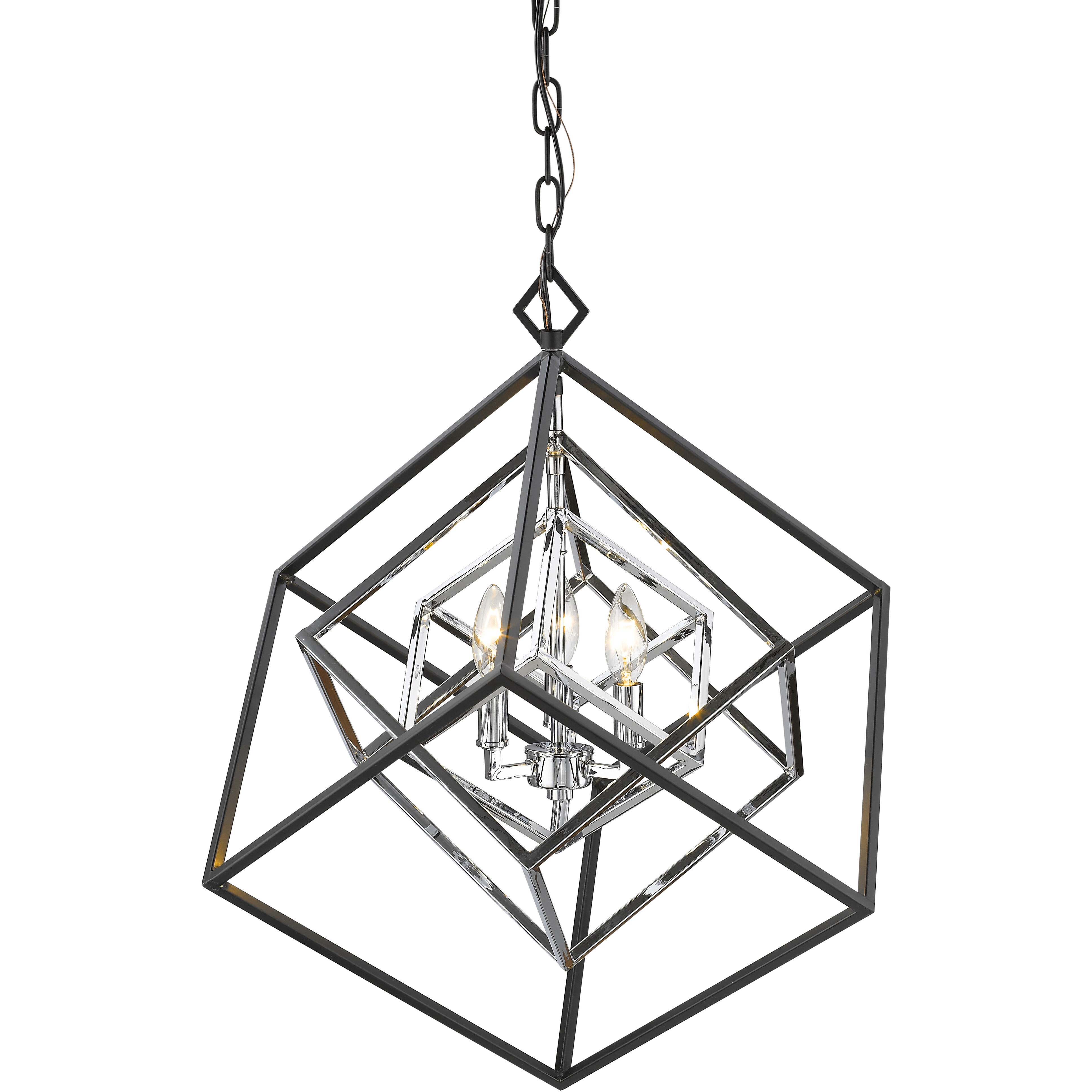 Euclid 3 Light 23 inch Chrome and Matte Black Chandelier Ceiling Light