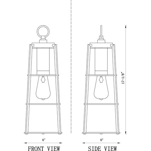 Helix 1 Light 6 inch Black Outdoor Chain Mount Ceiling Fixture